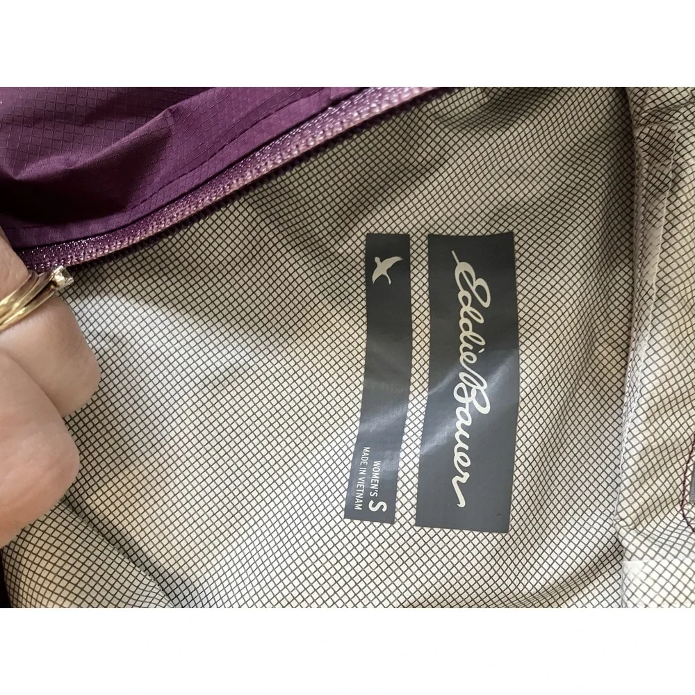 Eddie Bauer size S Weather Edge‎ Rain Coat Hooded Full Zip Jacket Burgundy